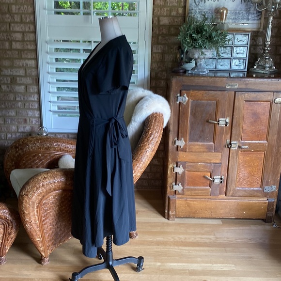 KOSAN Go Travel WRAP Dress Black POCKETS Packable XL EXCELLENT - Picture 4 of 7